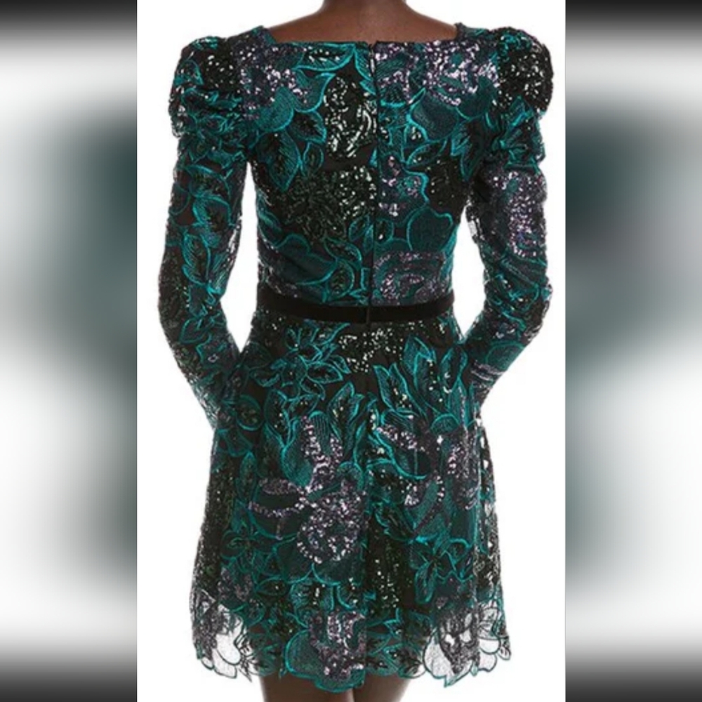 NEW HELSI ALICE FLORAL EMBROIDERED SEQUIN LONG SLEEVE COCTAIL DRESS. SIZE:SMALL - Picture 3 of 14
